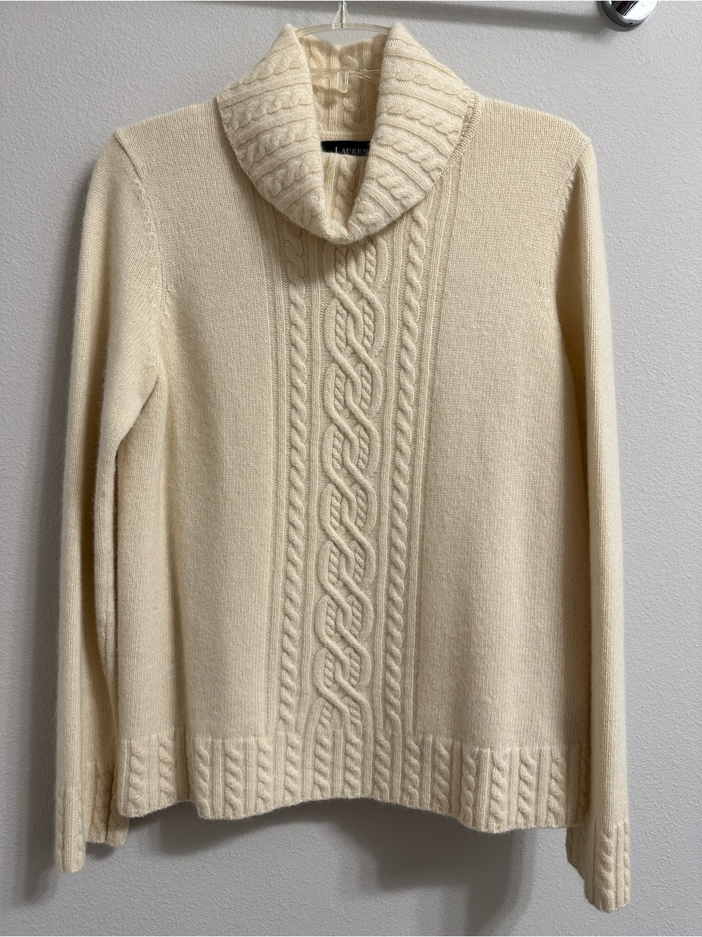 NWOT Ralph Lauren Cream Cable-Knit Turtleneck Sweater size S